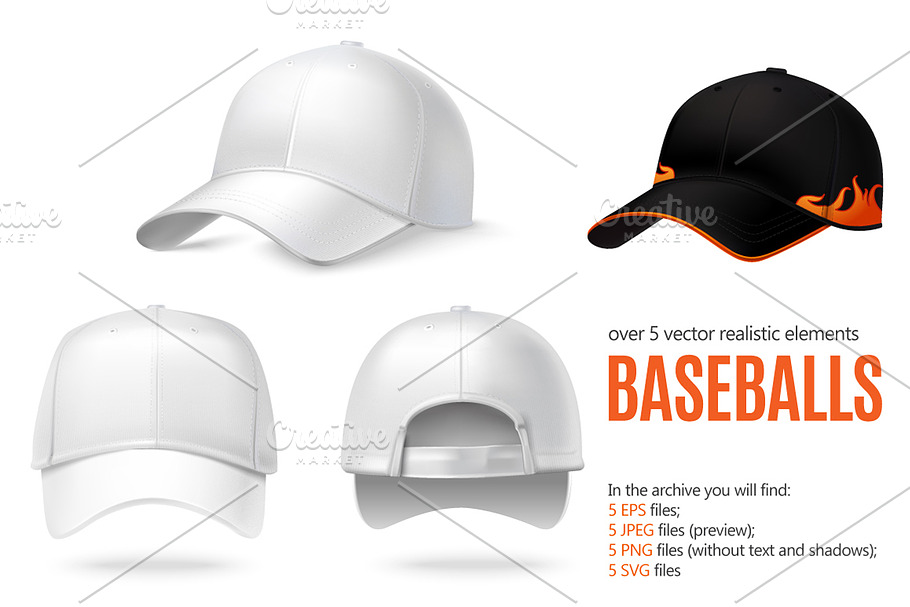 Realistic Baseball Caps in Objects - product preview 8