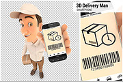 3D Delivery Man Holding Smartphone