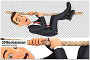 3D Businessman Hanging on Rope