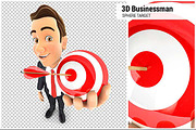 3D Businessman Holding Sphere Target