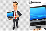 3D Businessman Laptop