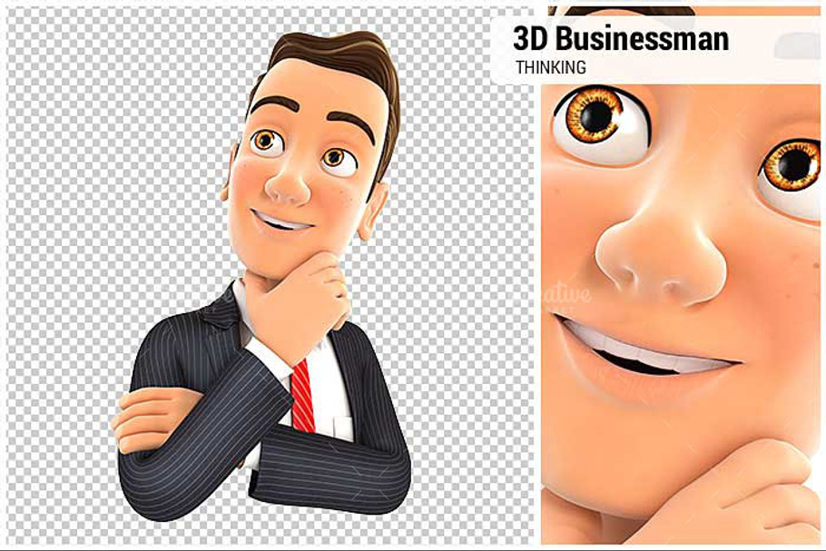 3D Businessman Thinking in Illustrations - product preview 8