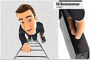 3D Businessman Climbing up Ladder
