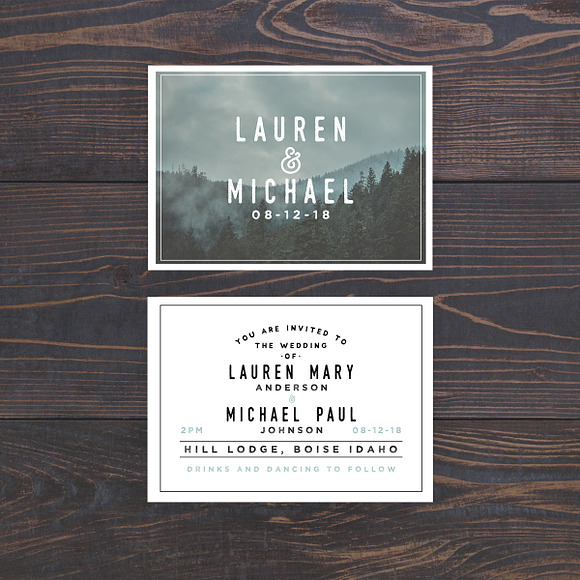Rustic Wedding Invitation Template in Wedding Templates - product preview 2