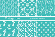 Set seamless pattern vintage rose
