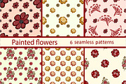 Set berries flowers seamless pattern