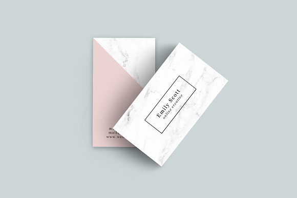 Pink Marble Creative Business Cards in Business Card Templates - product preview 1