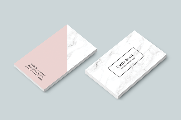 Pink Marble Creative Business Cards in Business Card Templates - product preview 2