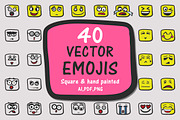 40 vector square emojis (Faces)