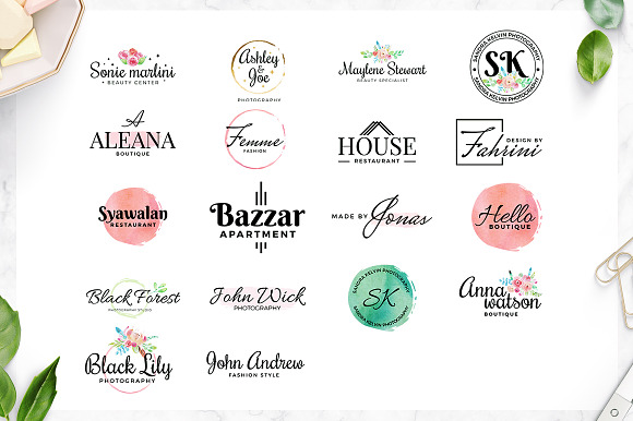 50 Premade Feminine Logos in Logo Templates - product preview 3