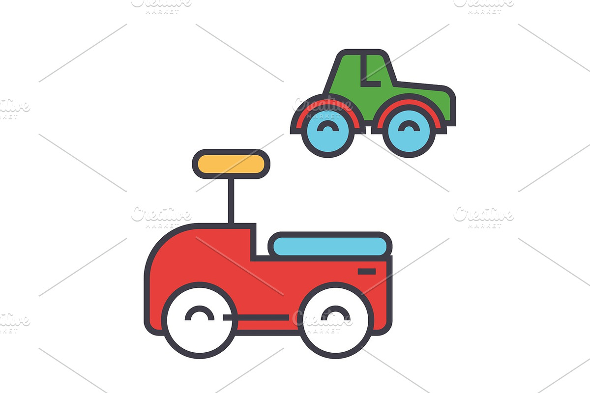 Toys cars concept. Line vector icon. Editable stroke. Flat linear illustration isolated on white background in Objects - product preview 8