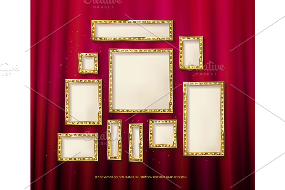 Gold vector frames cinema. Set in Graphics - product preview 8