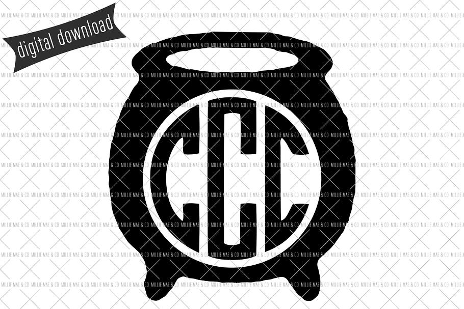 Cauldron Halloween Monogram SVG