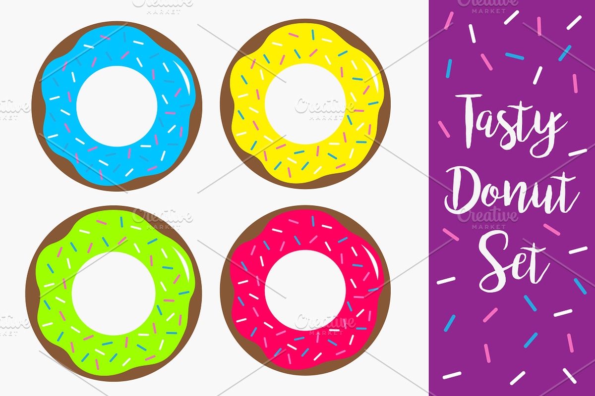 Donut chocolate glaze icon set in Illustrations - product preview 8