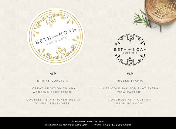 Gold Floral Wedding Invitation Suite in Wedding Templates - product preview 5