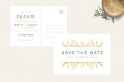 Gold Floral Save The Date Postcard
