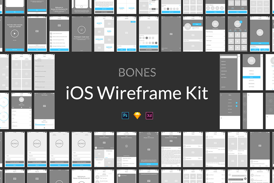 Bones IOS Wireframe Kit in Wireframe Kits - product preview 8