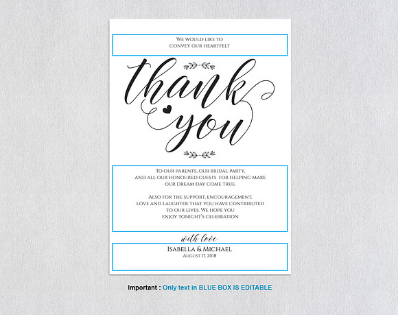 Thanks Wedding sign SHR315 in Wedding Templates - product preview 3