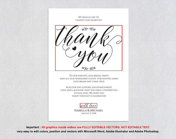 Thanks Wedding sign SHR315 in Wedding Templates - product preview 4
