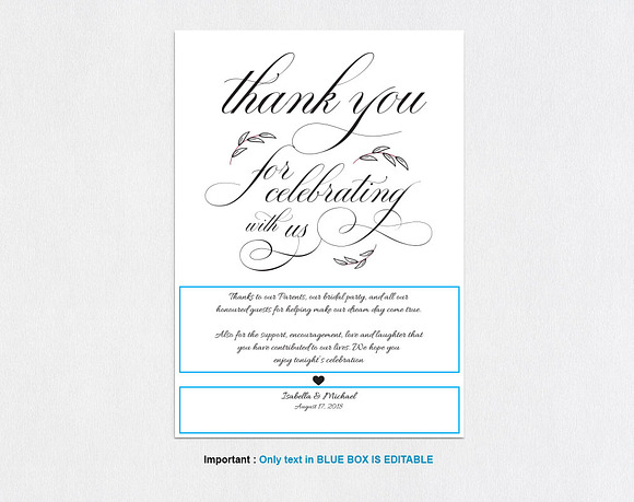 Thanks Wedding sign SHR316 in Wedding Templates - product preview 3