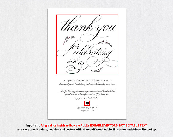 Thanks Wedding sign SHR316 in Wedding Templates - product preview 4
