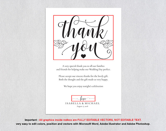 Thanks Wedding sign SHR317 in Wedding Templates - product preview 4