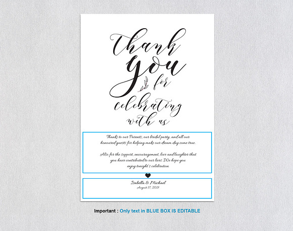 Thanks Wedding sign SHR319 in Wedding Templates - product preview 3
