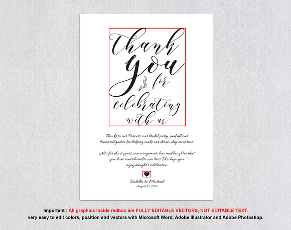 Thanks Wedding sign SHR319 in Wedding Templates - product preview 4