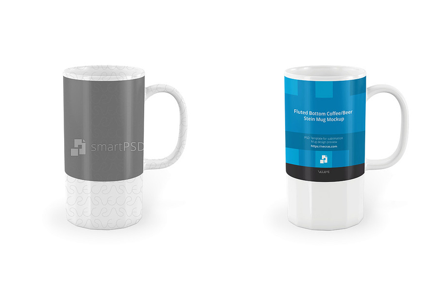 Fluted Bottom Coffee/Beer Stein Mug in Product Mockups - product preview 8