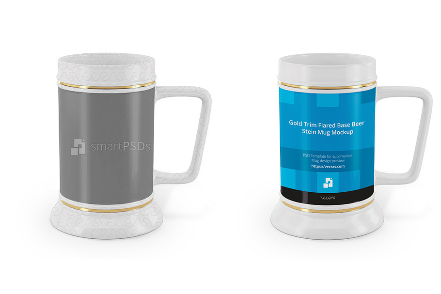 Gold Trim Flared Base Beer Mug in Product Mockups - product preview 8