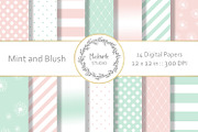 Mint and Blush digital paper