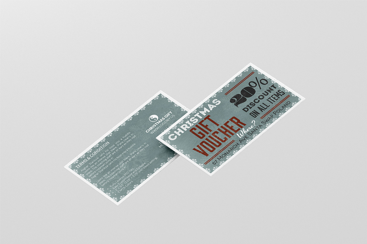 Vintage Retro Gift Voucher  in Card Templates - product preview 8