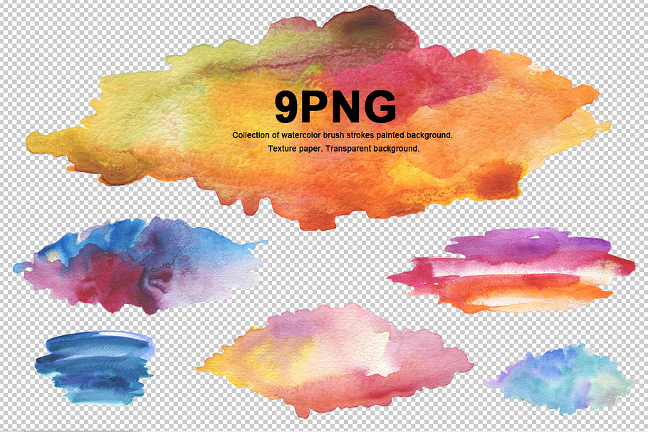 9 png watercolor brush strokes in Textures - product preview 8