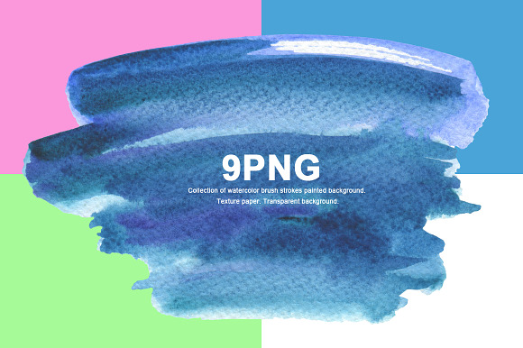 9 png watercolor brush strokes in Textures - product preview 4