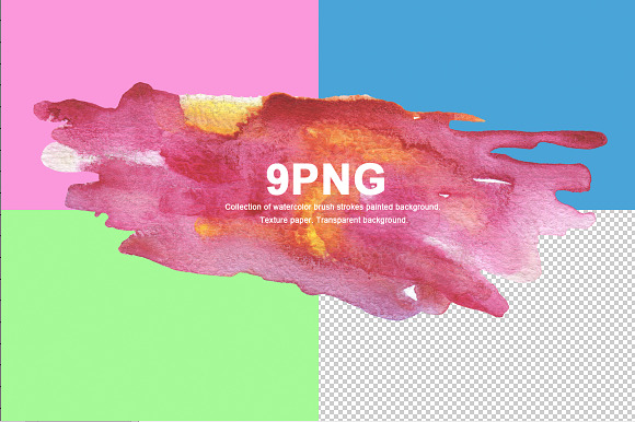 9 png watercolor brush strokes in Textures - product preview 5