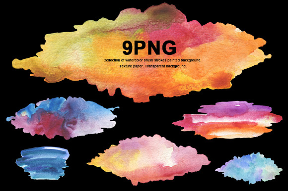 9 png watercolor brush strokes in Textures - product preview 7