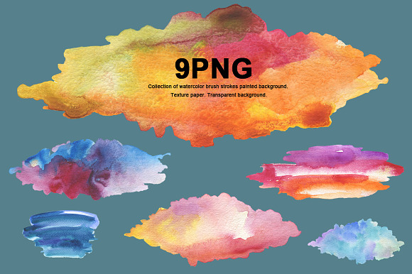 9 png watercolor brush strokes in Textures - product preview 11