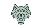 Gray Wolf Head Mono Line