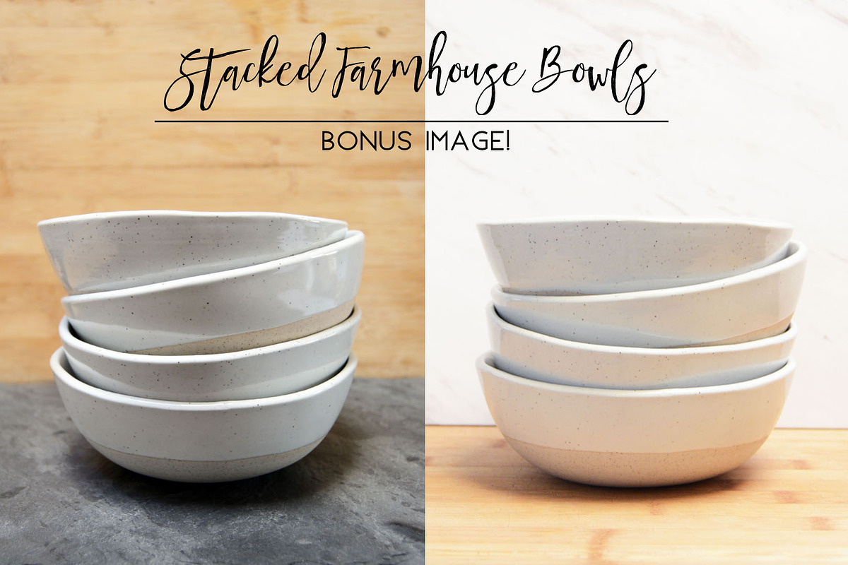Stacked Farmhouse Bowls in Product Mockups - product preview 8