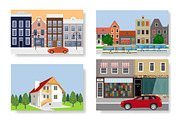 Set of illustrations, houses.