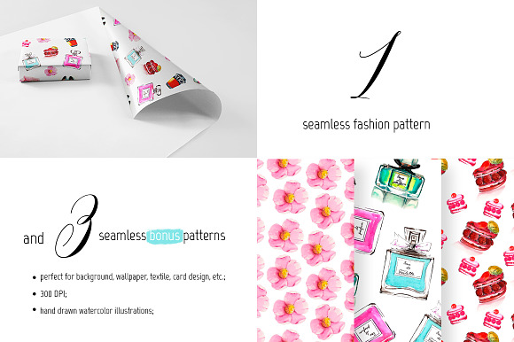 Watercolor fashion graphic set in Patterns - product preview 1
