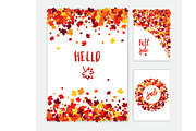 Autumn vector greeting card set