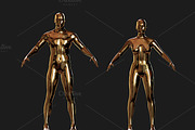 Shiny golden man and woman