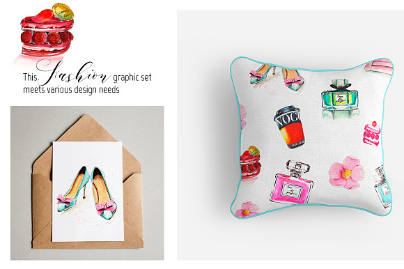 Watercolor fashion graphic set in Patterns - product preview 3