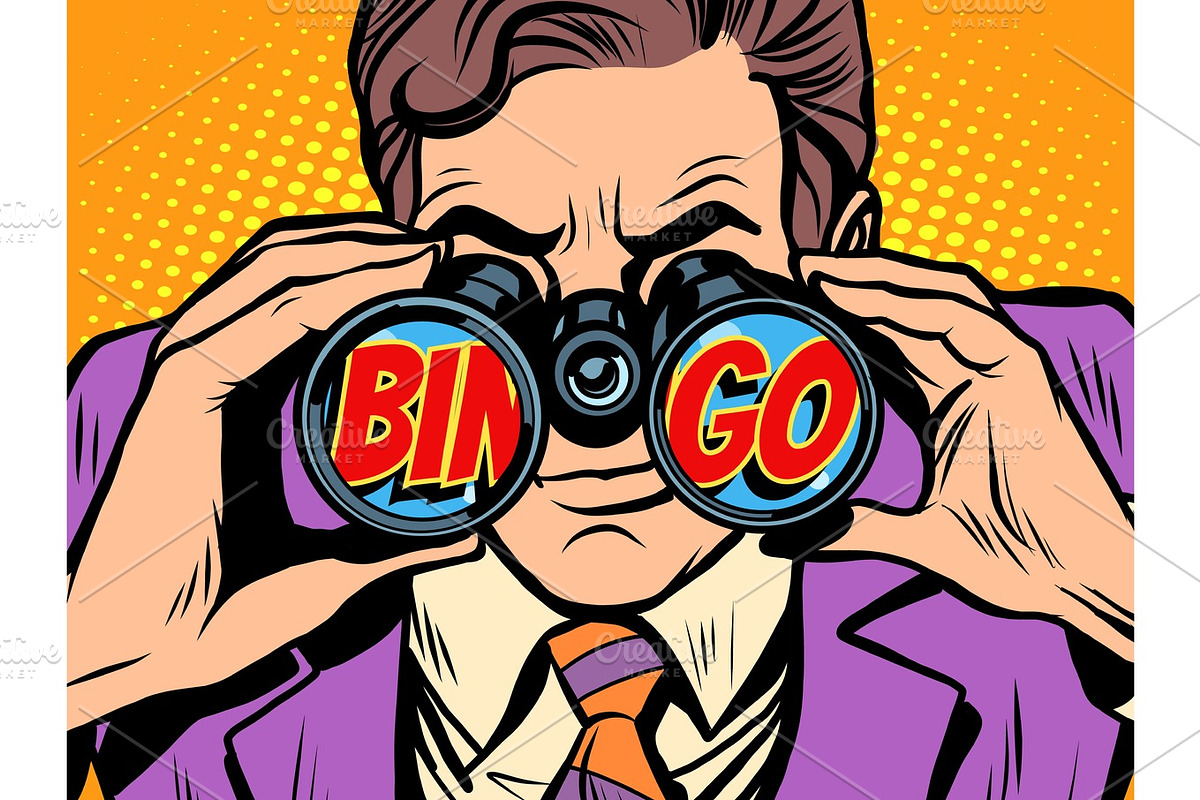 Bingo Businessman looking through binoculars in Illustrations - product preview 8
