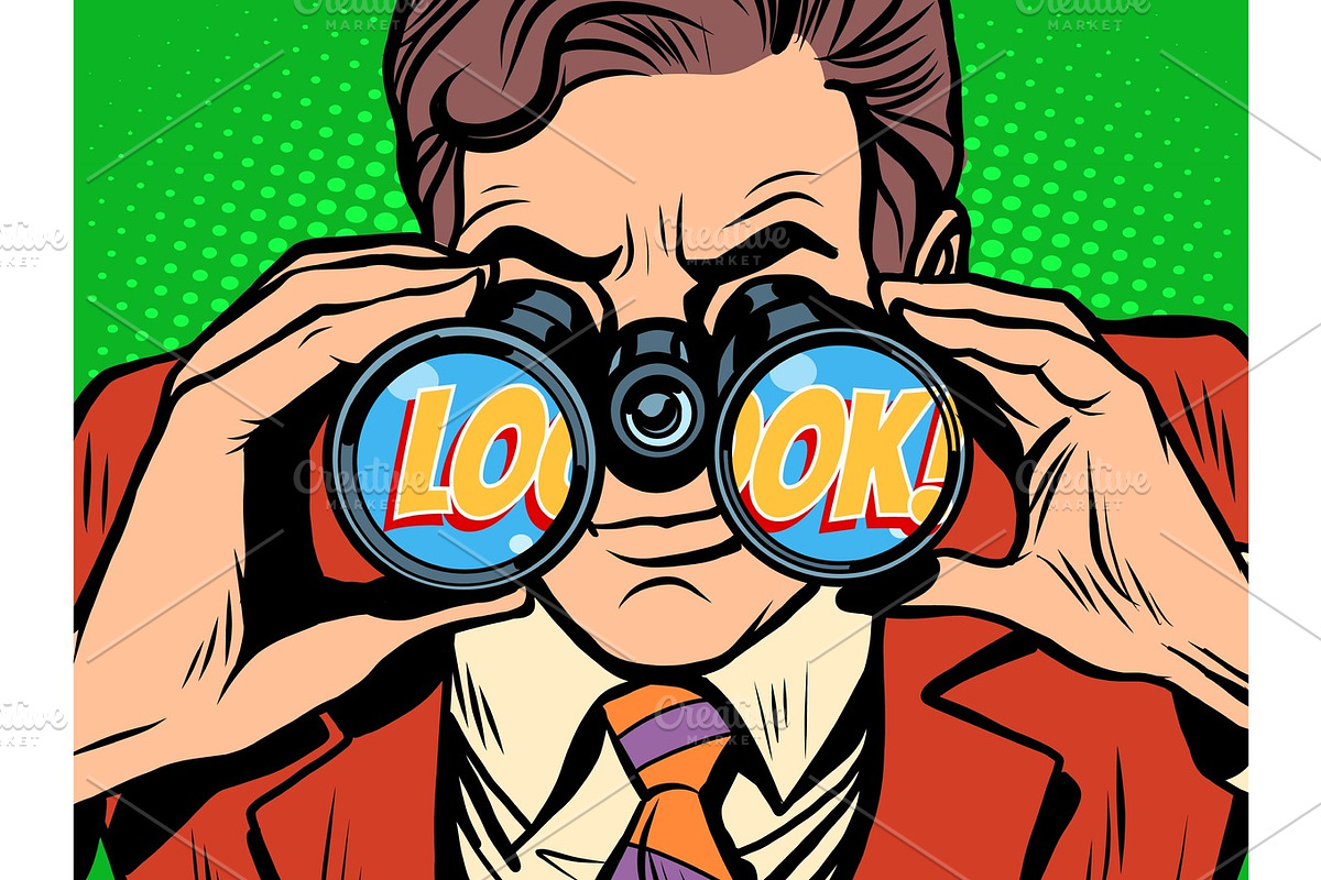 look Businessman looking through binoculars in Illustrations - product preview 8