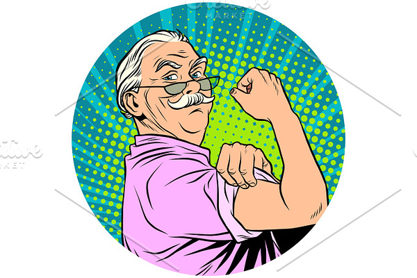 we can do it old man retired pop art avatar character icon