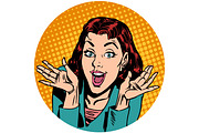 surprise woman pop art avatar character icon