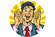 happy man pop art avatar character icon