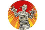 Egyptian mummy walking pop art avatar character icon